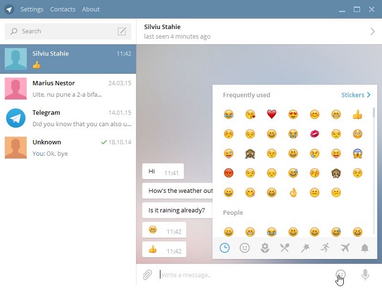 Установленное приложение на Telegram на Windows 10